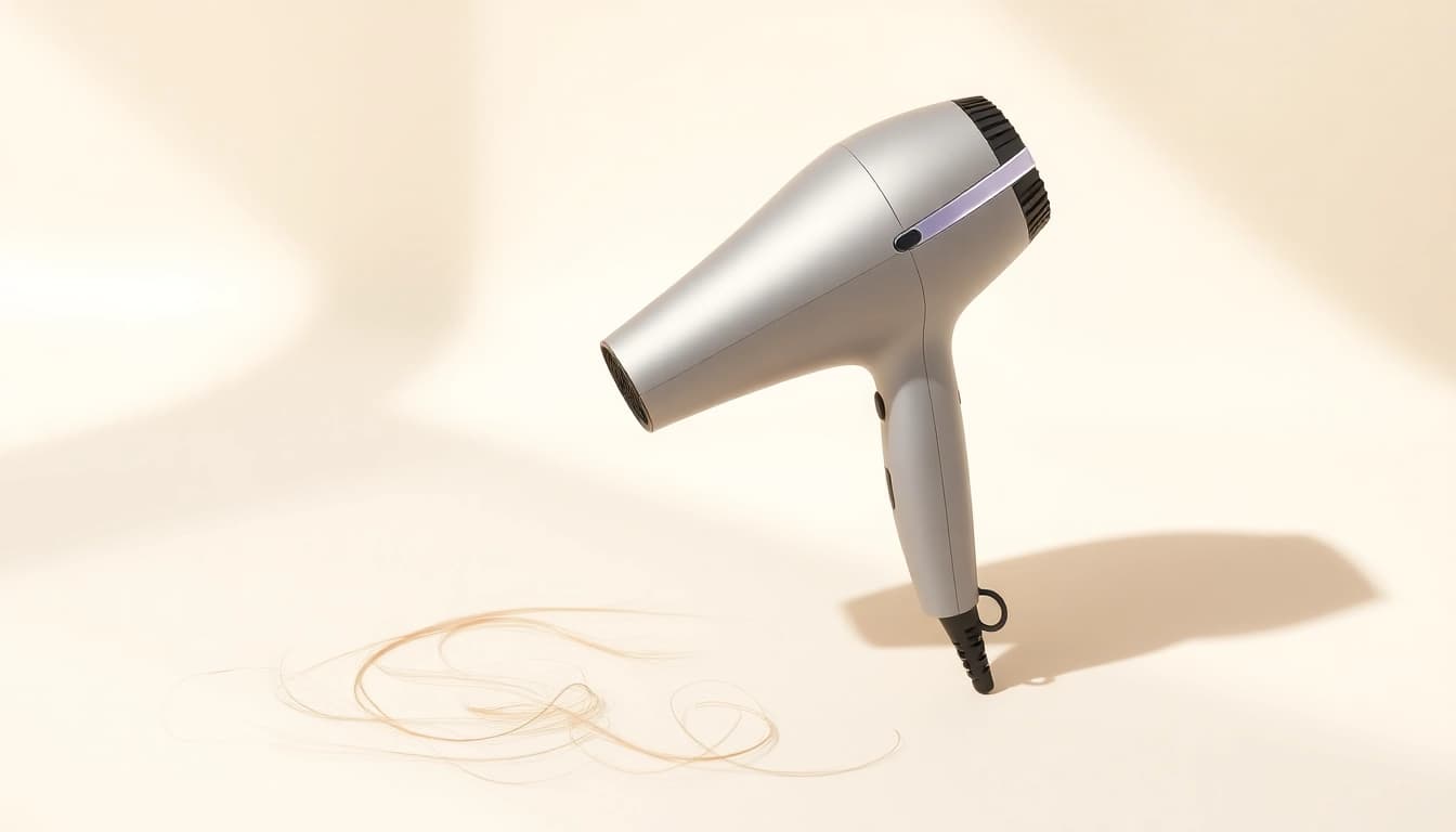 Styling with a Hair dryer for fine hair, emphasizing gentle airflow and sleek design.