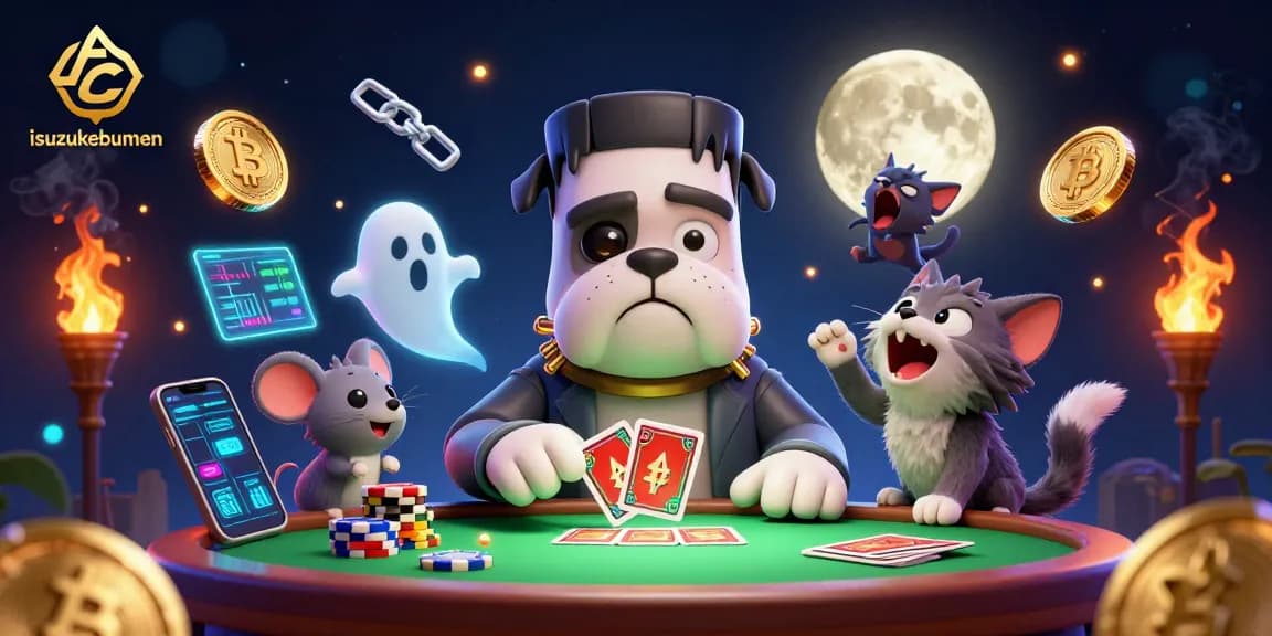 Join the action at isuzukebumen with thrilling card games featuring unique characters and glowing casino elements.