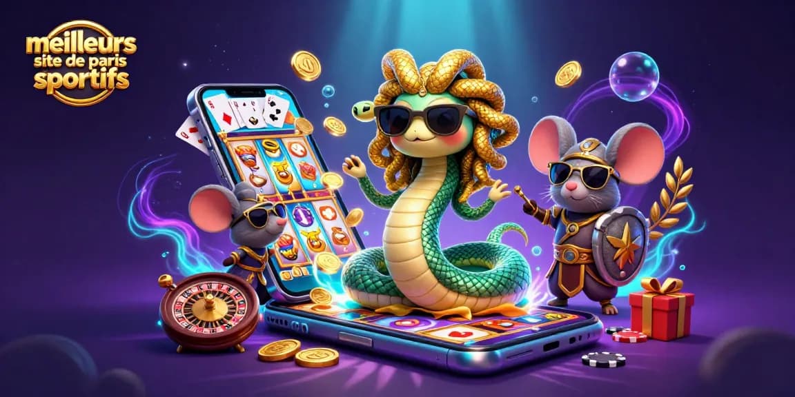 Visualisez les meilleurs sites de paris sportifs, avec Medusa et un héros en action à côté de jeux passionnants.