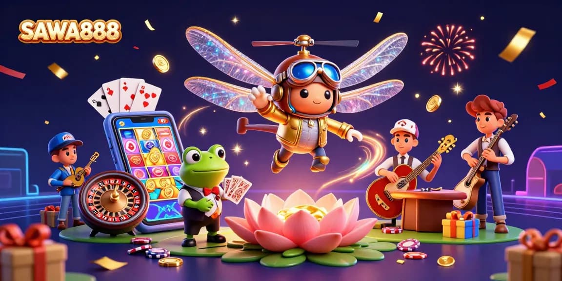 Experience thrilling slots at SAWA888 with vibrant visuals and immersive casino elements.