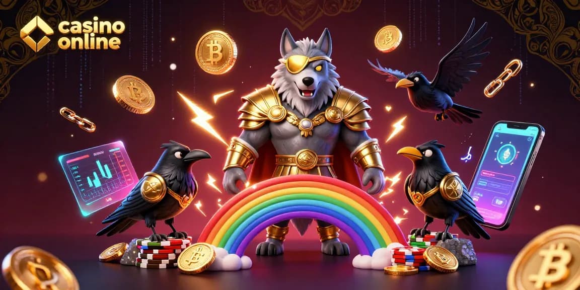 Découvrez une scène de casino en ligne excitante avec des personnages de mythologie nordique au milieu d'éléments de jeu vibrants.