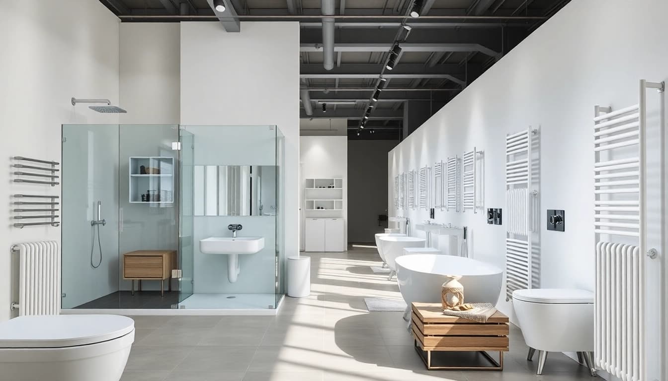 Inspirierende Auswahl von sonni sanitär GmbH Produkten in einem modernen Badezimmer-Showroom
