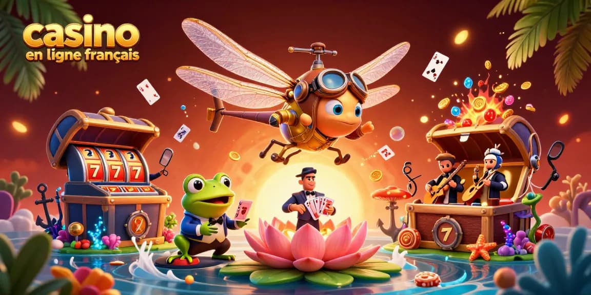 Gagnez au casino en ligne français avec des jeux animés et des croupiers en direct dans une scène dynamique.