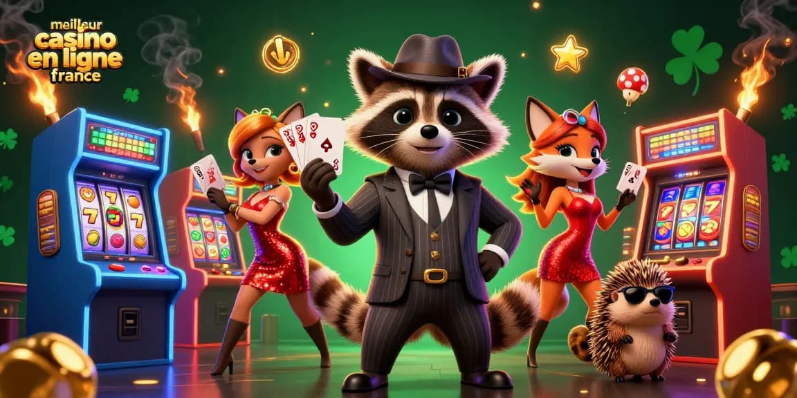 Explorez le meilleur casino en ligne France avec une illustration captivante et des éléments de jeu fascinants.