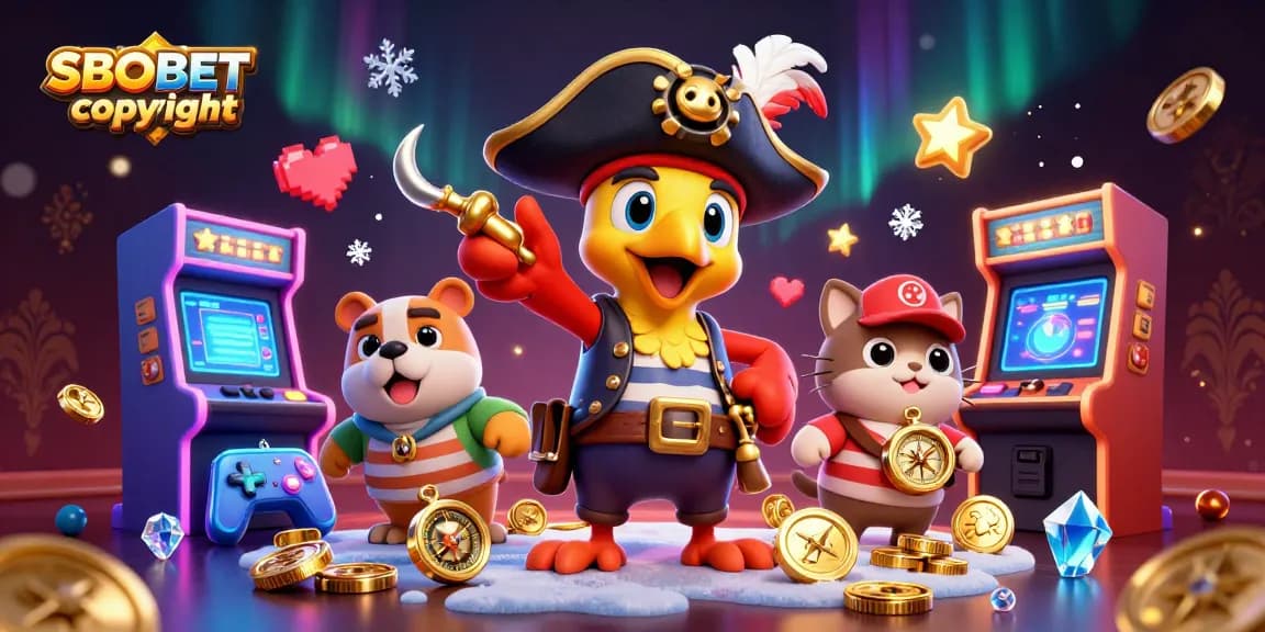 Experience SBOBET copyright with vibrant gaming action in this engaging 3D illustration highlighting gambling elements.