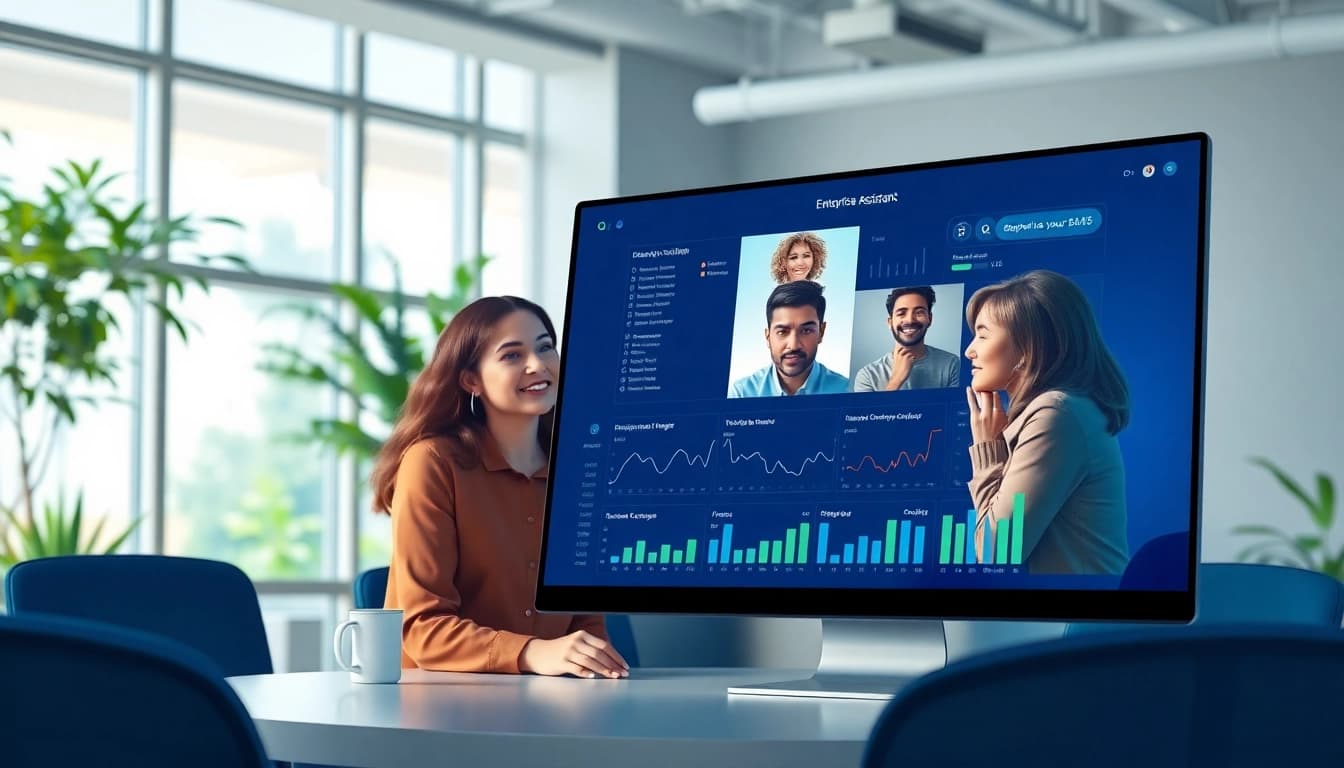 Showcase of an enterprise assistant saas facilitating collaboration in a modern workspace