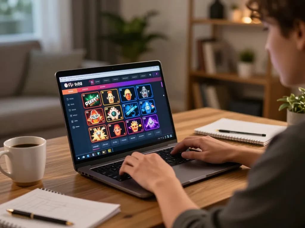 Engaging in online gaming at Fly88 with strategy notes and a laptop in a cozy setting.