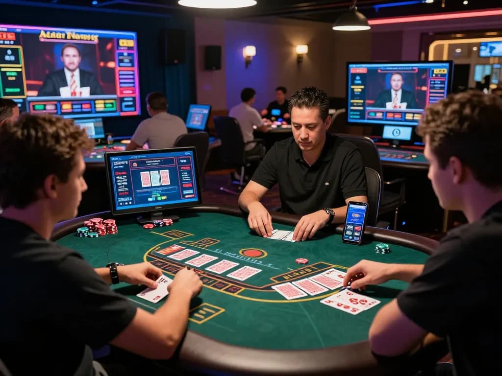 Online baccarat gaming experience with virtual tables and live dealers, highlighting 바카라사이트 excitement and engagement.