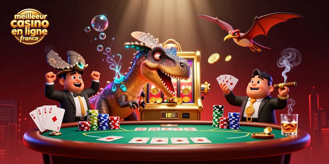 jouant au meilleur casino en ligne france avec un dinosaure et machine à sous