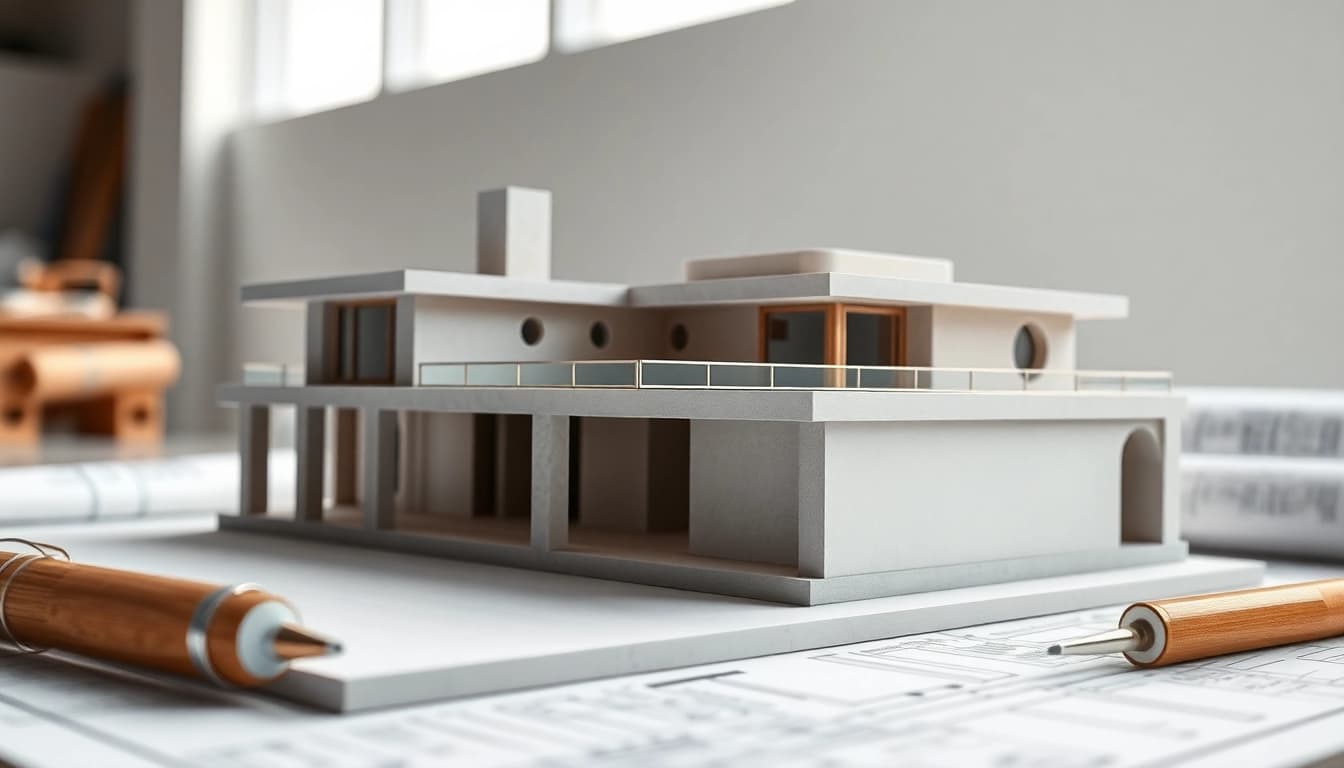 Architekturmodellbau Braunschweig mit feinster Detailverarbeitung in einem hellen Studio.