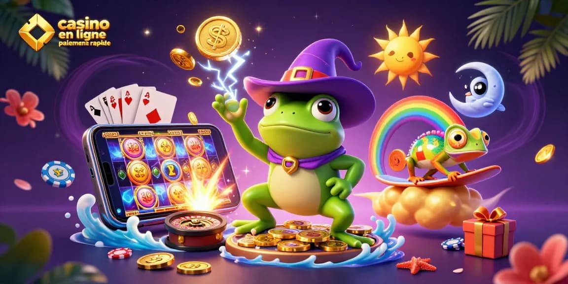 Expérimentez le paiement rapide dans les casinos en ligne avec des personnages de jeu animés.