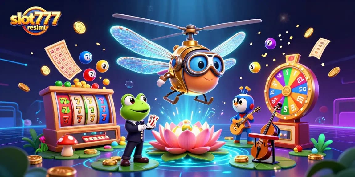 Experience the thrill of slot777 resmi with a vibrant 3D casino scene featuring dynamic characters and exciting game elements.