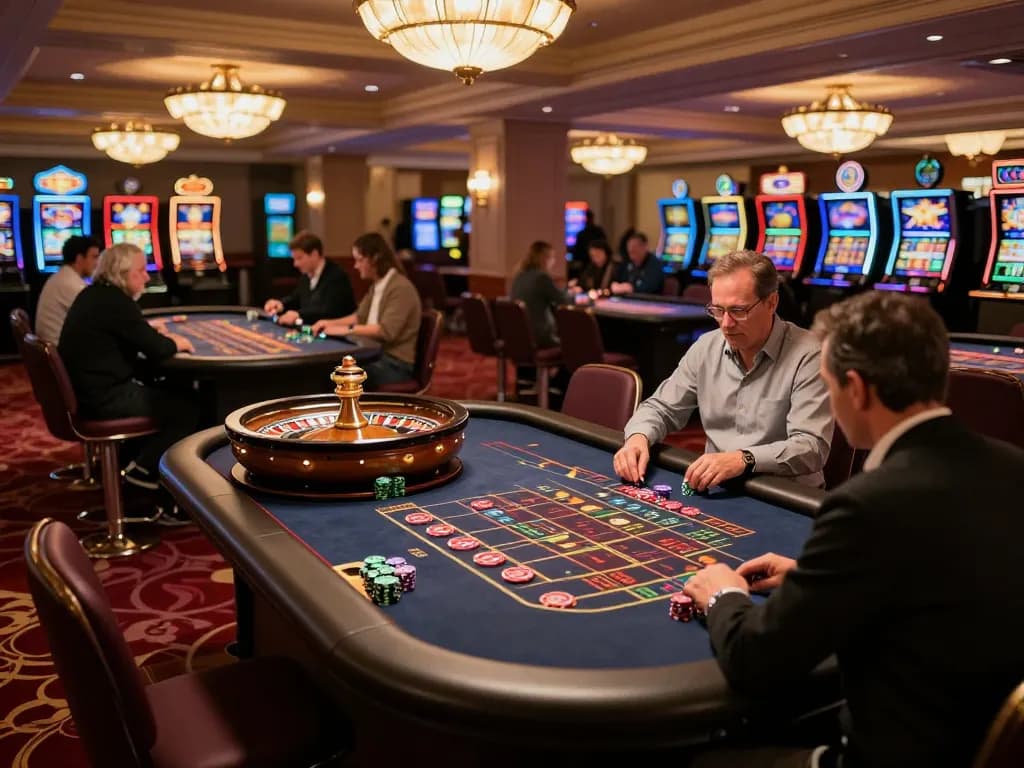 Players strategizing at roulette tables while enjoying top quality widgets in a luxurious casino setting.