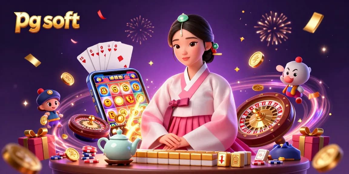 Spin slot reels with pg soft gaming features in a rich casino celebration illustration.