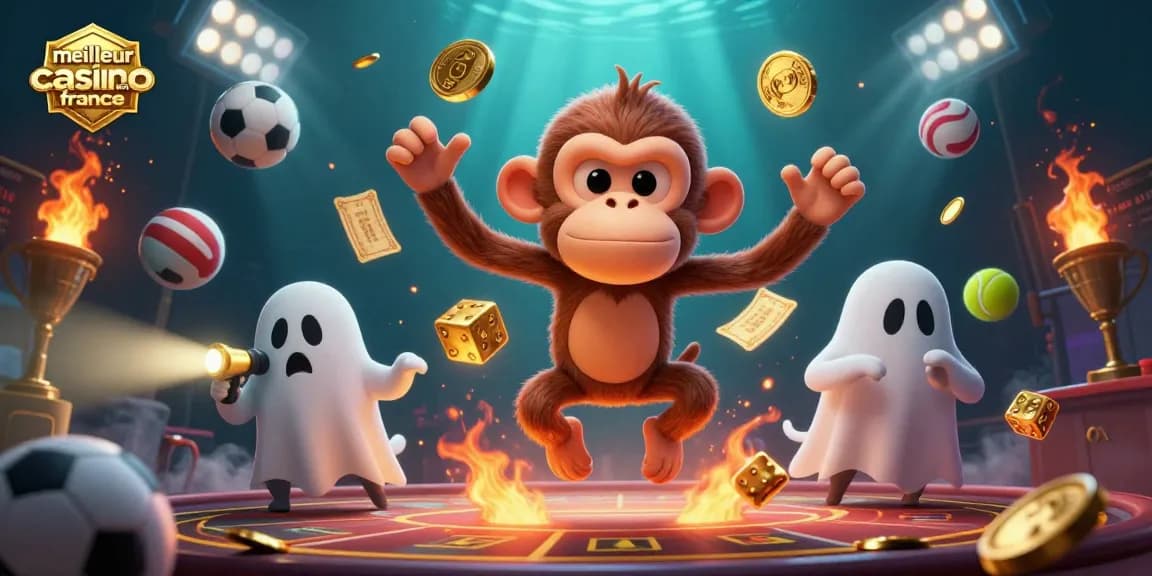 Visuel captivant du meilleur casino en ligne France, avec des jeux et une ambiance animée.