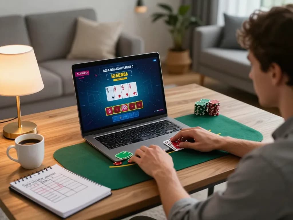 Engaging in live dealer blackjack at home, highlighting casino non aams legali gaming strategies.