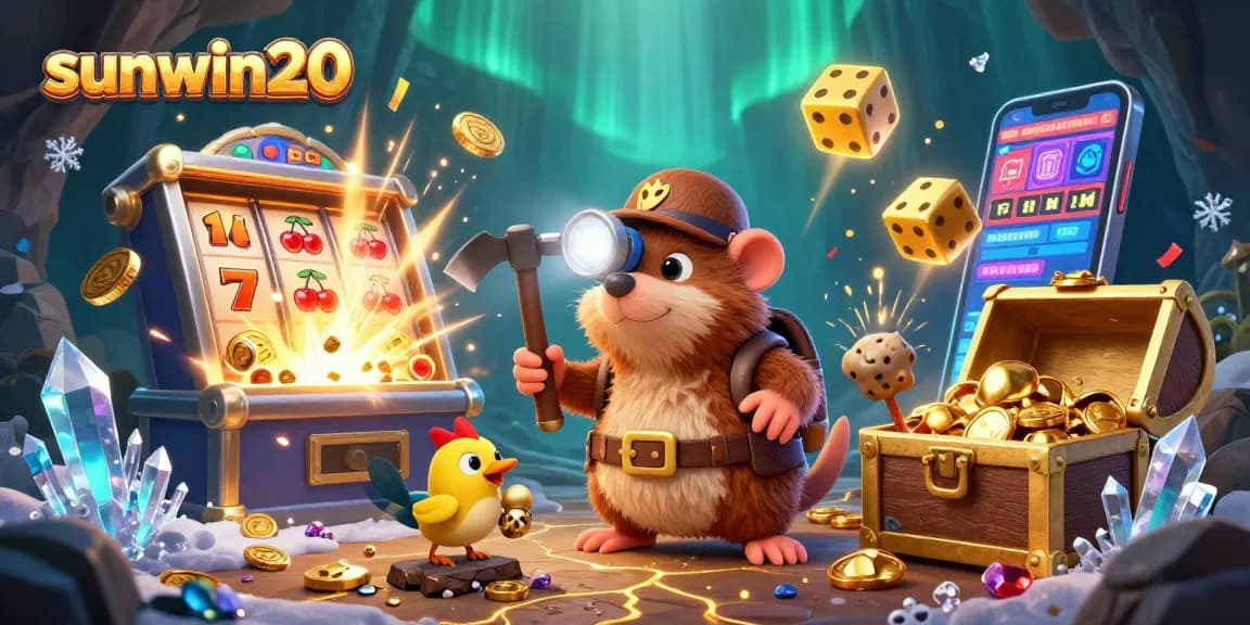 Experience thrilling games on sunwin20 with a vibrant casino illustration showcasing dynamic game elements.