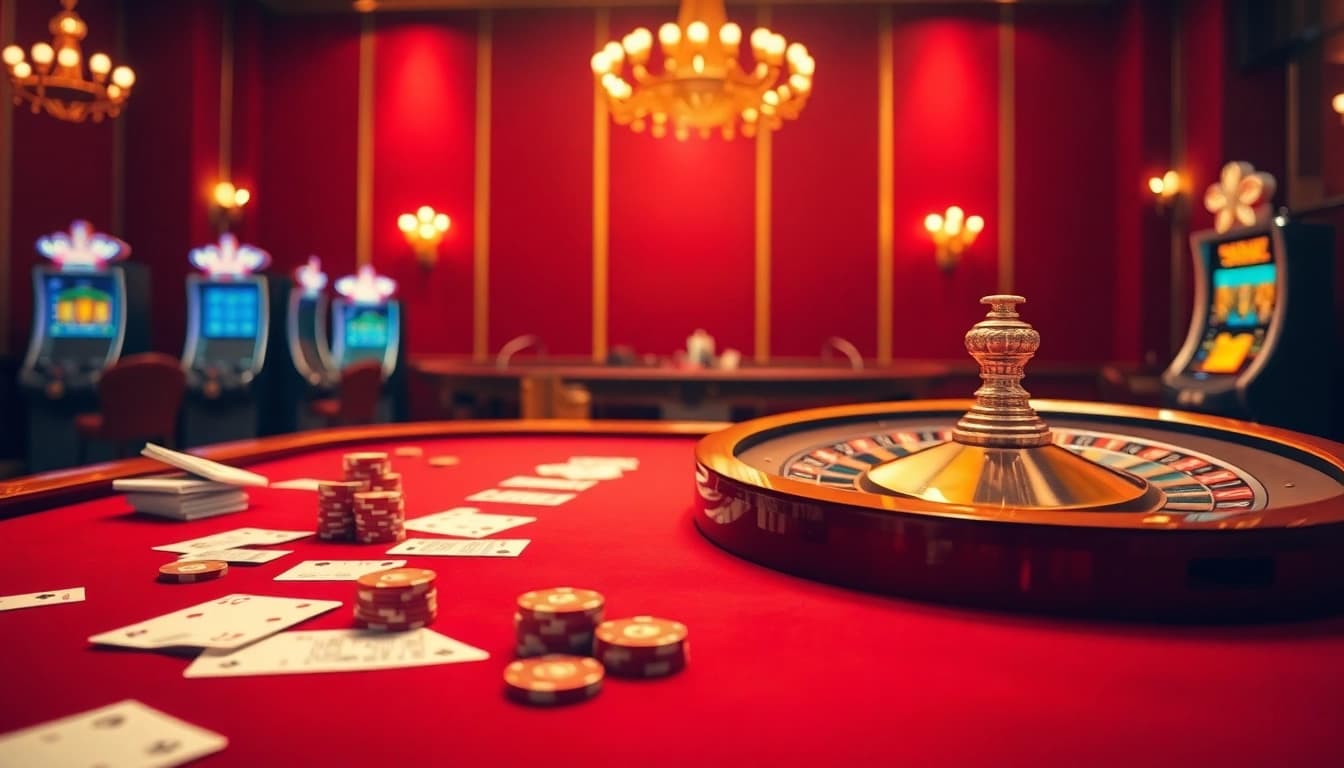 Vivez l'excitation du casino en ligne fiable avec une scène de poker en ligne luxueuse remplie d'action vibrante.