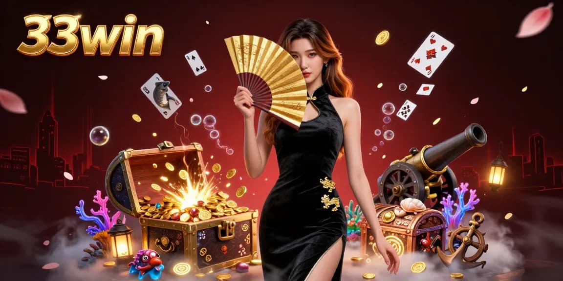 Engage with the thrilling 33win experience featuring stunning elements of gold coins, gems, and captivating characters.