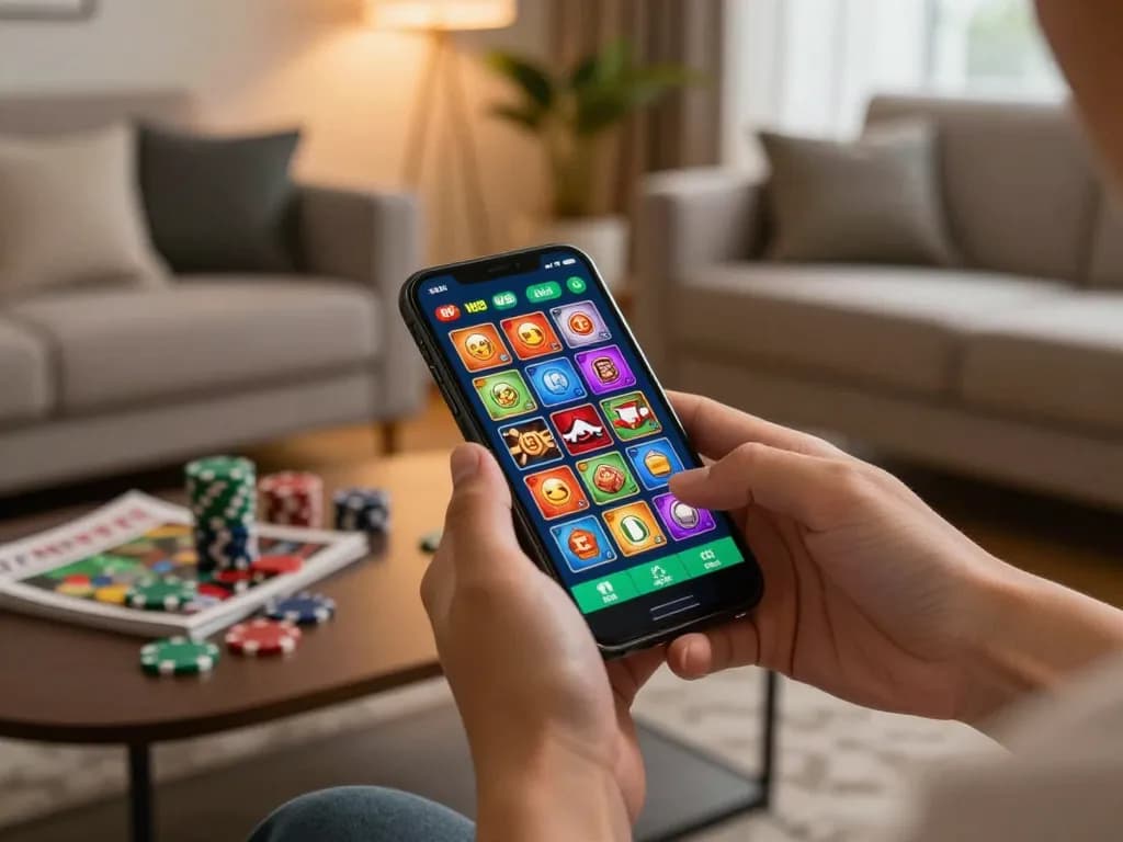 Experience thrilling gameplay with W88 using smartphones for online casino gaming in a cozy setting