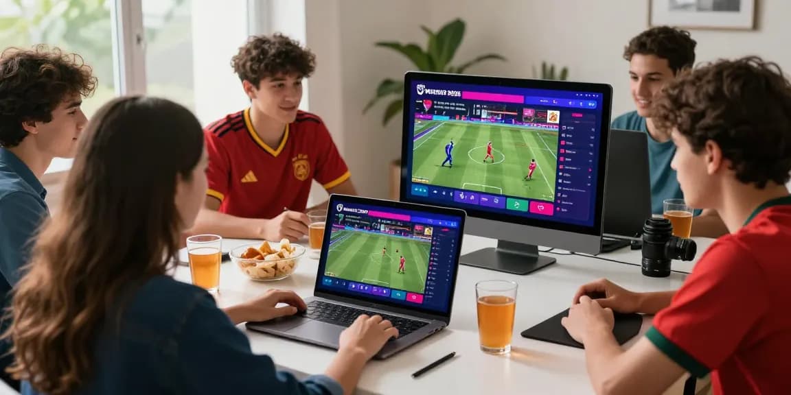 Young adults engaged in sports betting online with live match stats, exploring 更多資訊 for the World Cup 2026.