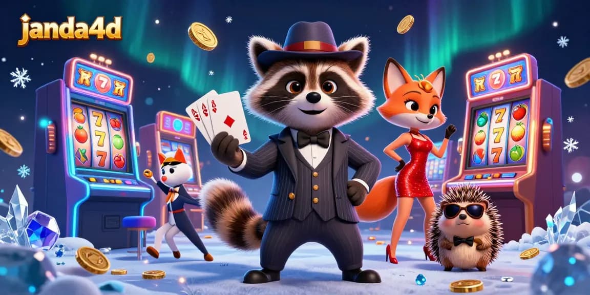 Experience thrilling slot action with janda4d featuring dynamic 3D characters in a vibrant casino scene.