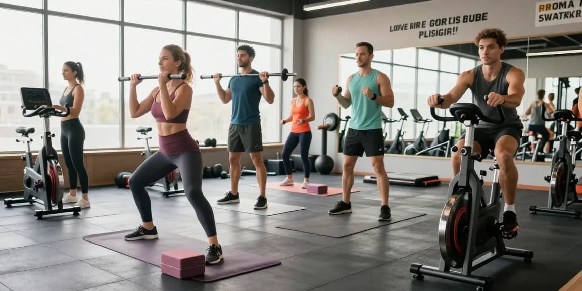 Rokok88 link alternatif promoting healthy lifestyle with diverse individuals exercising in a modern gym