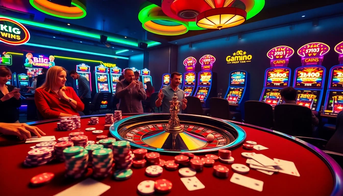 KPI4D casino scene with vibrant poker chips and roulette wheel, showcasing thrilling gaming action.