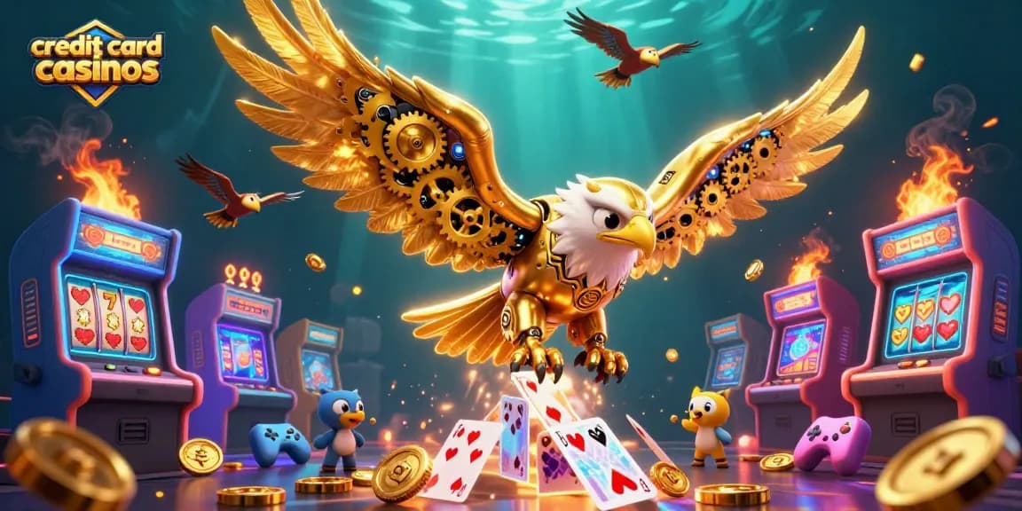 Experience the thrill of credit card casinos with vibrant 3D visuals, colorful gaming elements, and dynamic characters.