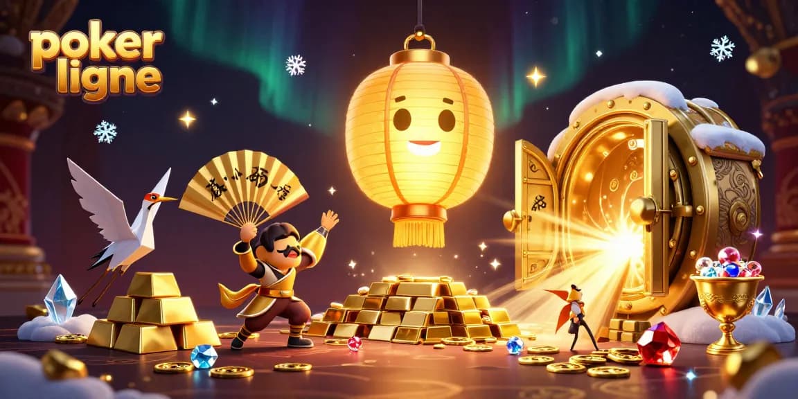 Jouez au poker en ligne avec des personnages de casino mystérieux entourés de trésors brillants.