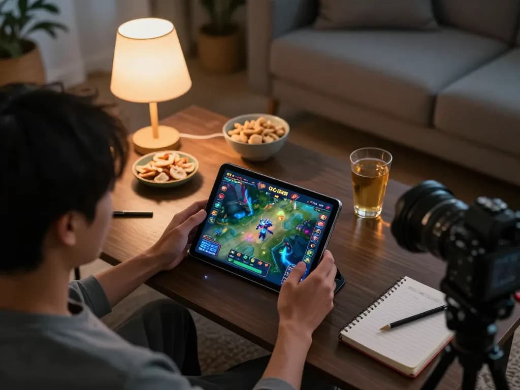 Engaging online gambling moment with QQ 88 gaming interface glowing on tablet during cozy evening.
