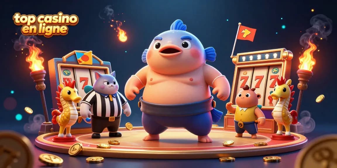 Découvrez le top casino en ligne avec un fugu en sous-marin entouré d'éléments de jeu captivants.