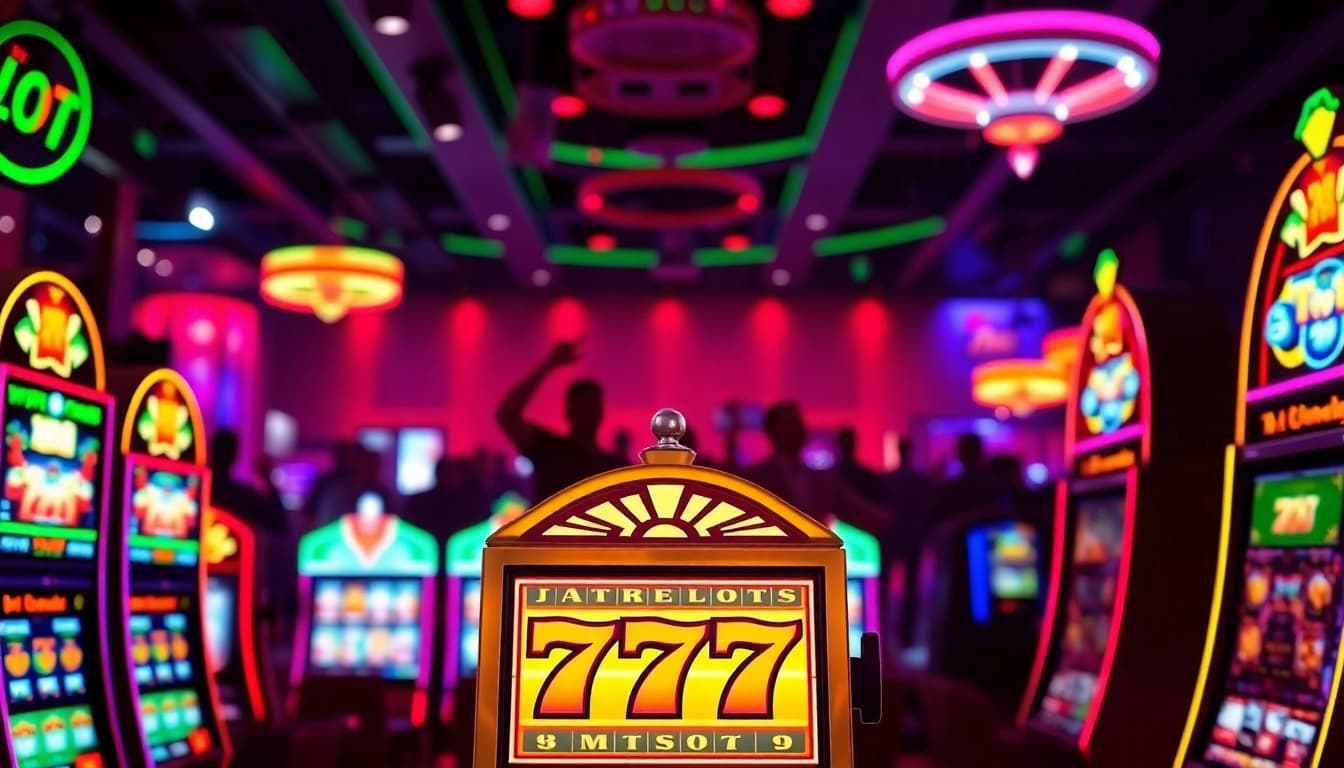 Menangkan slot 777 dengan mesin slot berkilau di kasino yang ramai.