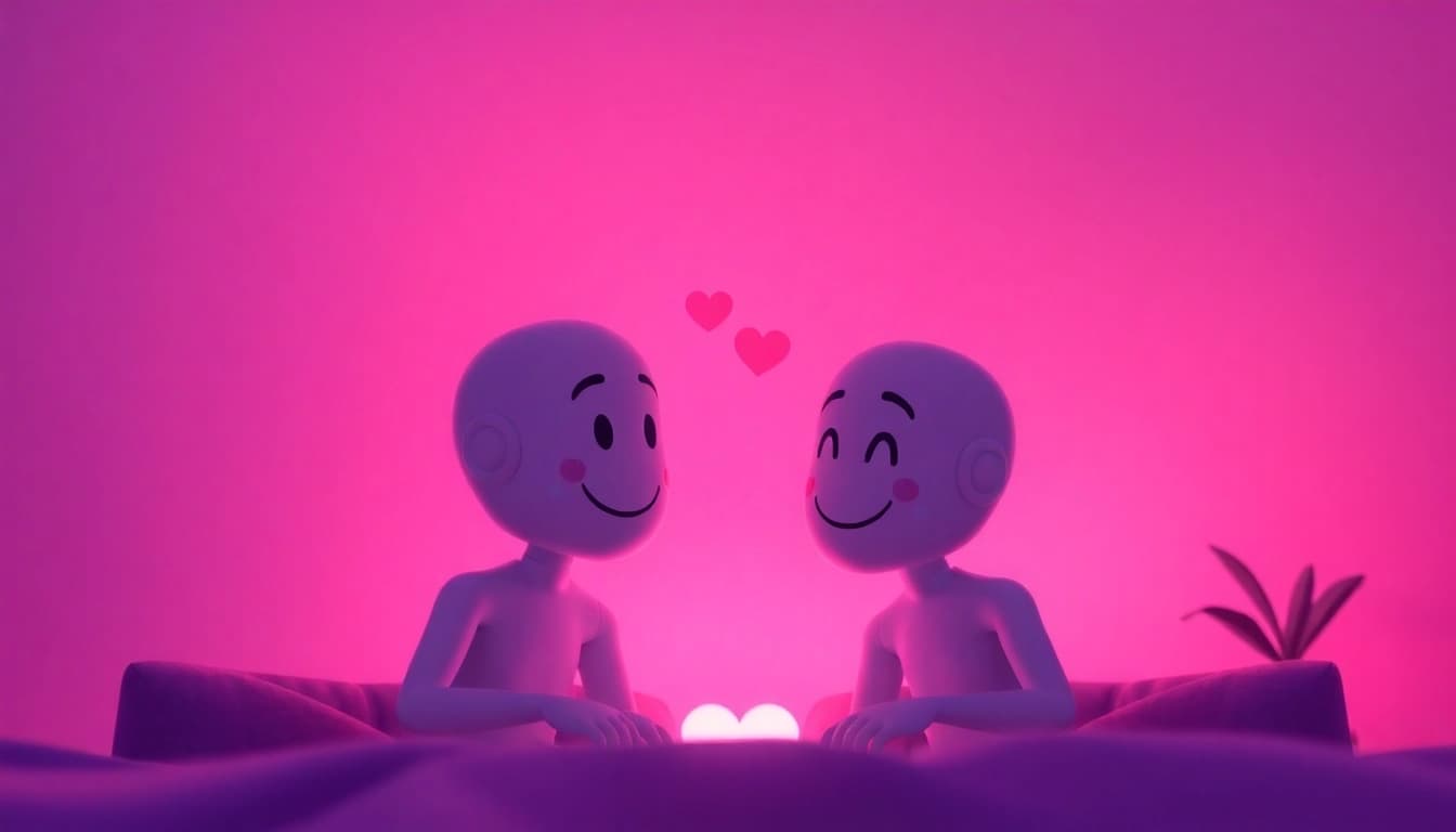 Engaging digital chat interface showcasing characters in a friendly conversation about sex ai chat.
