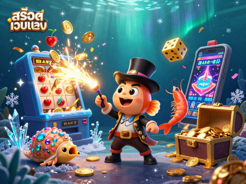 Engage with สล็อตเว็บตรง at the underwater casino featuring anglerfish and shrimp.