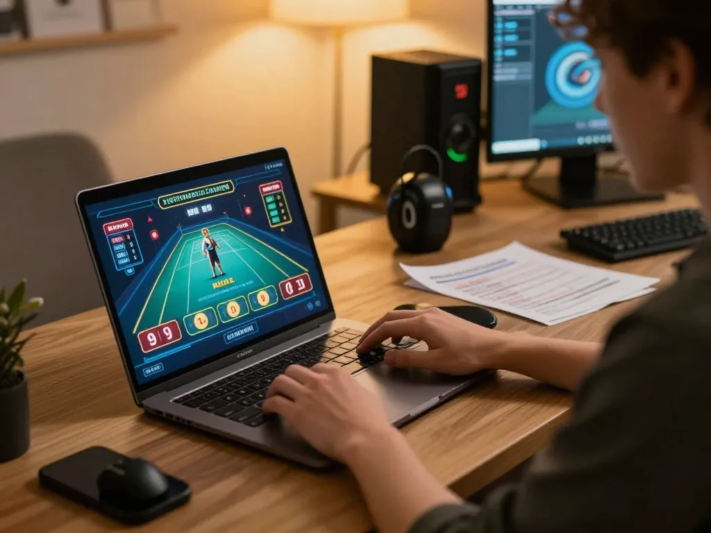 cm88-bet user engaging in dynamic online live dealer game from a cozy home setup