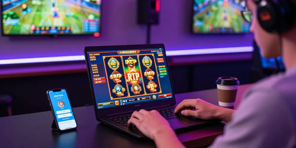 User enjoying situs gacor online slots with vibrant graphics and high RTP games in a dynamic gaming setup.
