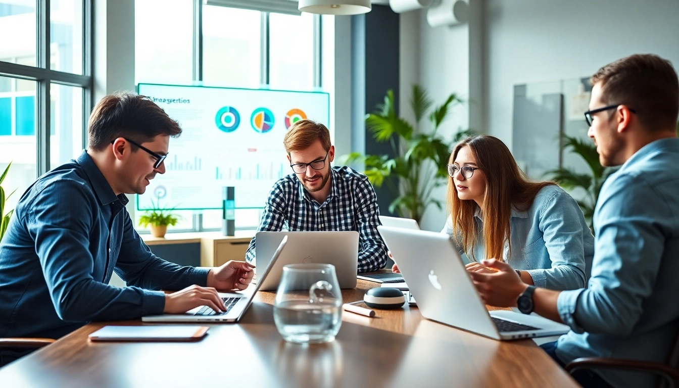 SEO Agency Clearwater team collaborating in a vibrant office environment.