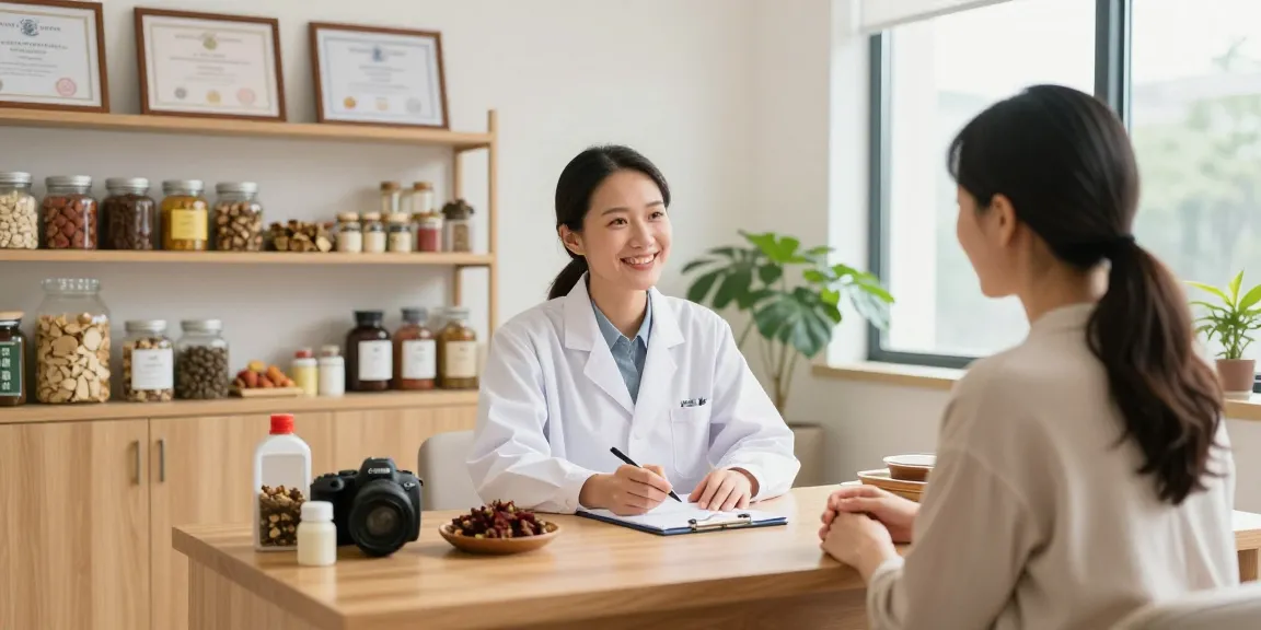 Patient consultation at 영통한의원 with a caring practitioner in a warm, inviting clinic environment.