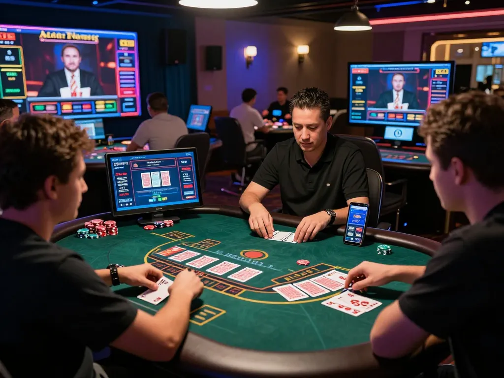 Online baccarat gaming experience with virtual tables and live dealers, highlighting 바카라사이트 excitement and engagement.