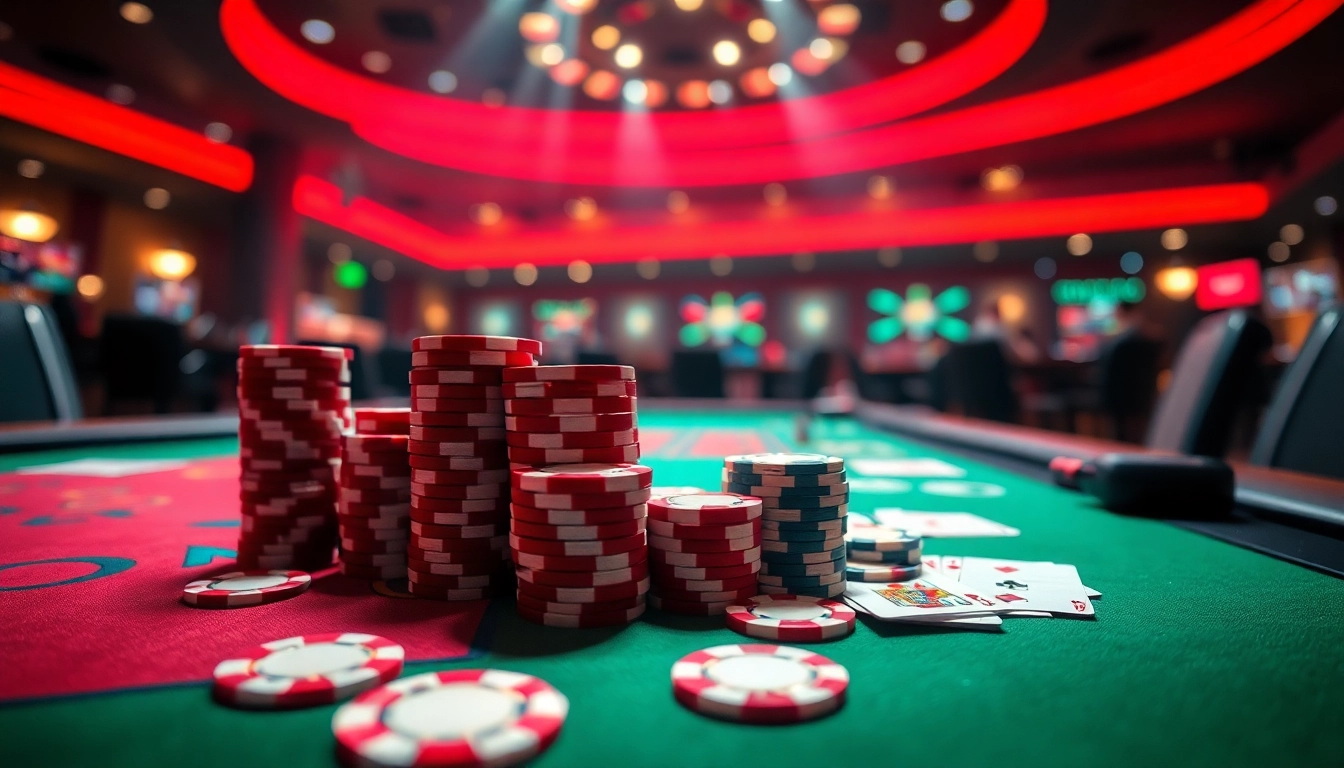 Giliran menang di meja poker dengan bbni4d yang menonjol dan lampu cemerlang.