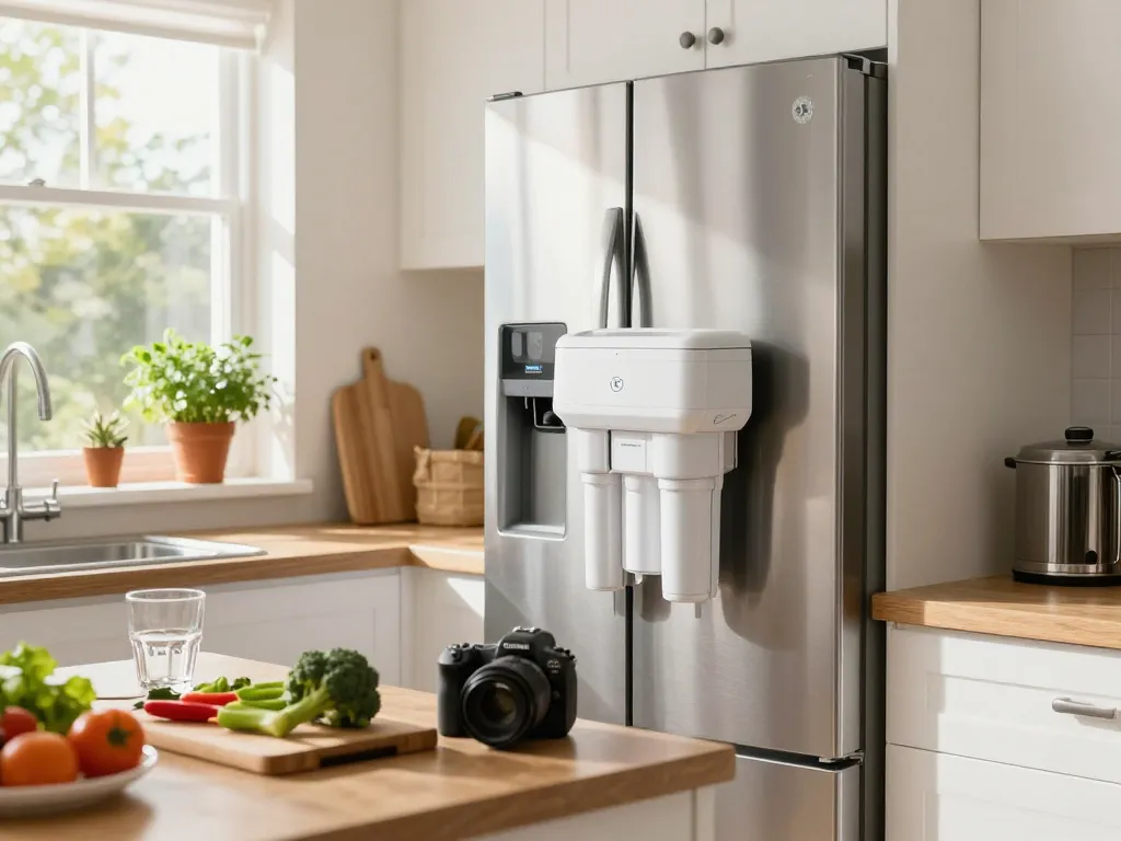 Installing Waterdrop Plus XWF Replacement for GE® XWF filter in a modern kitchen.