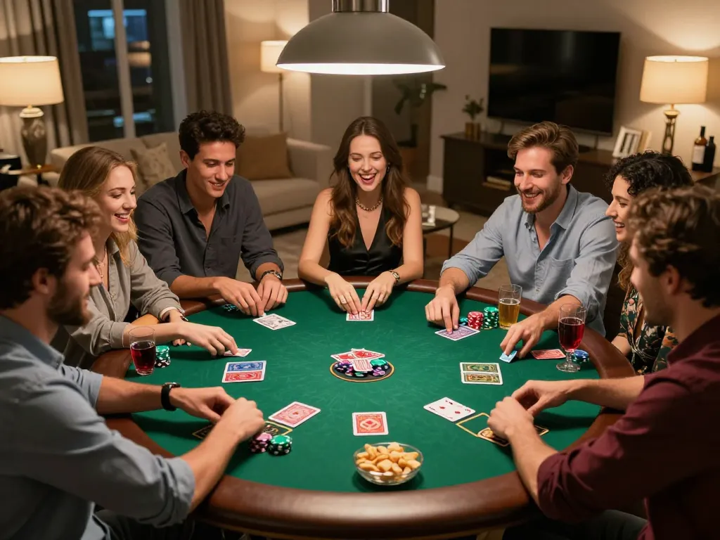 Trải nghiệm link m88 không bị chặn trong một đêm chơi poker thú vị với bạn bè, không khí sôi động và trò chơi hấp dẫn.