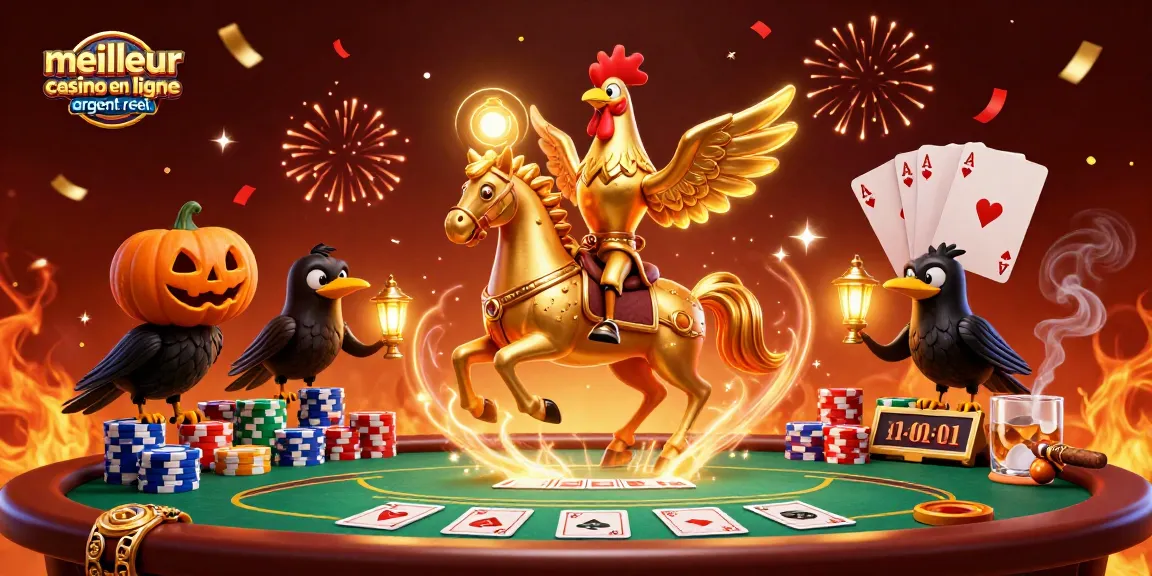 Plongez dans l'univers du meilleur casino en ligne argent réel avec un coq en or et ses compagnons.