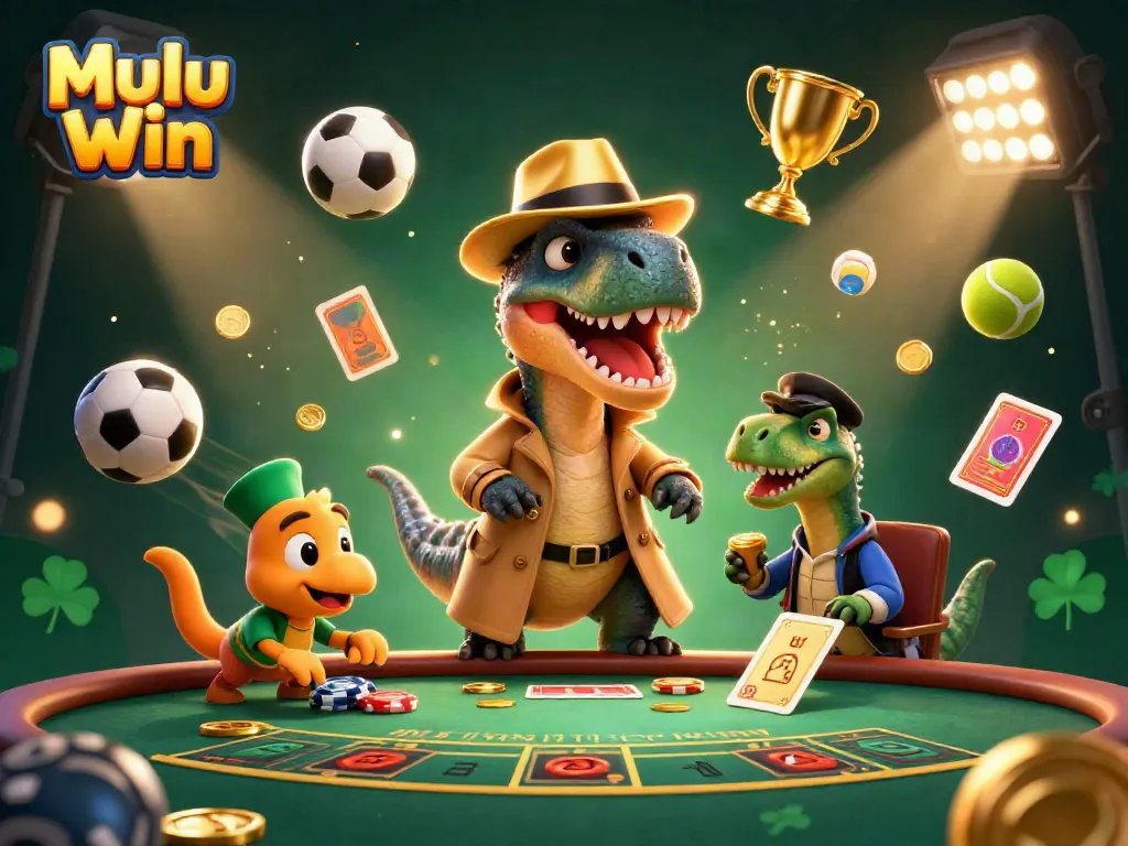 Mulu Win brings excitement to players with a thrilling blackjack scene featuring dinosaur characters in a lively atmosphere.