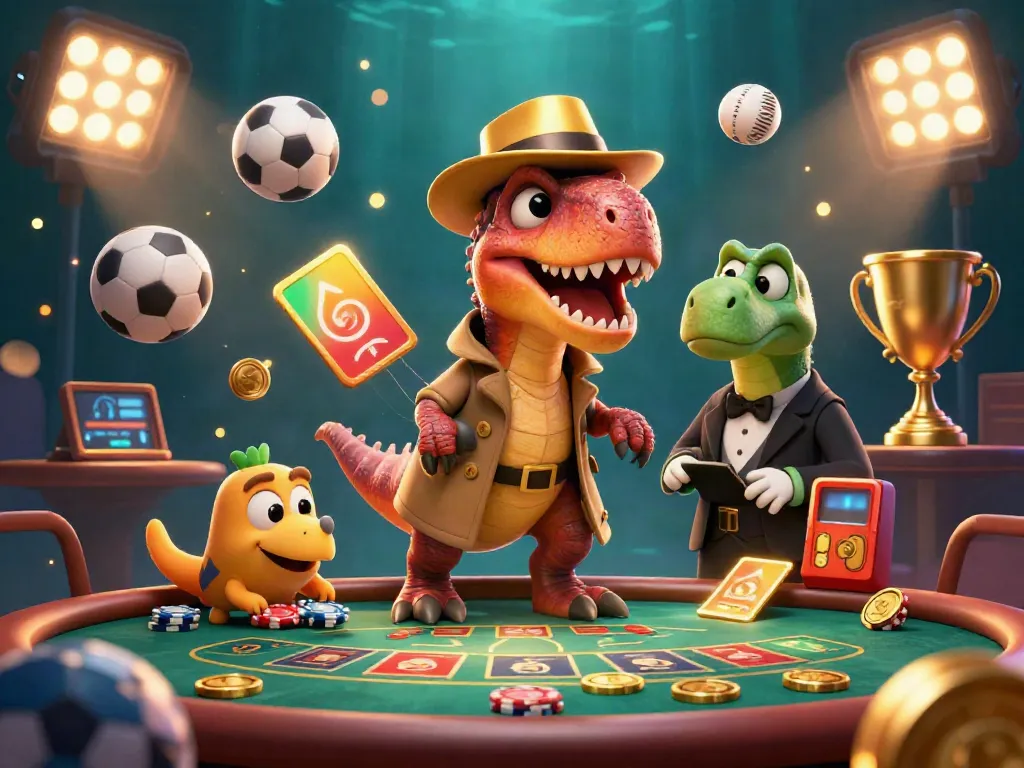 Watch the Xoilac velociraptor card counter blending into the blackjack scene while a sneaky compy pickpockets chips.