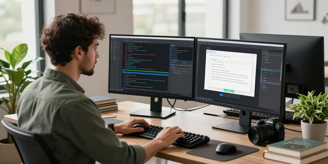 Developer using Snipaste for smart screenshotting and annotation in a modern workspace.