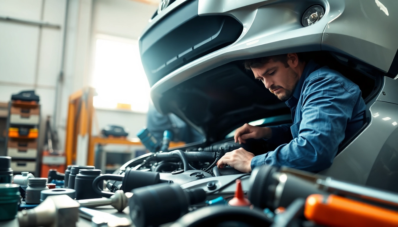 Inspecting an extended car warranty for used cars in a bright workshop for reliability.