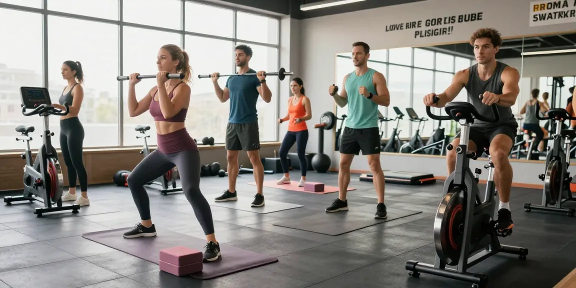 Rokok88 link alternatif promoting healthy lifestyle with diverse individuals exercising in a modern gym