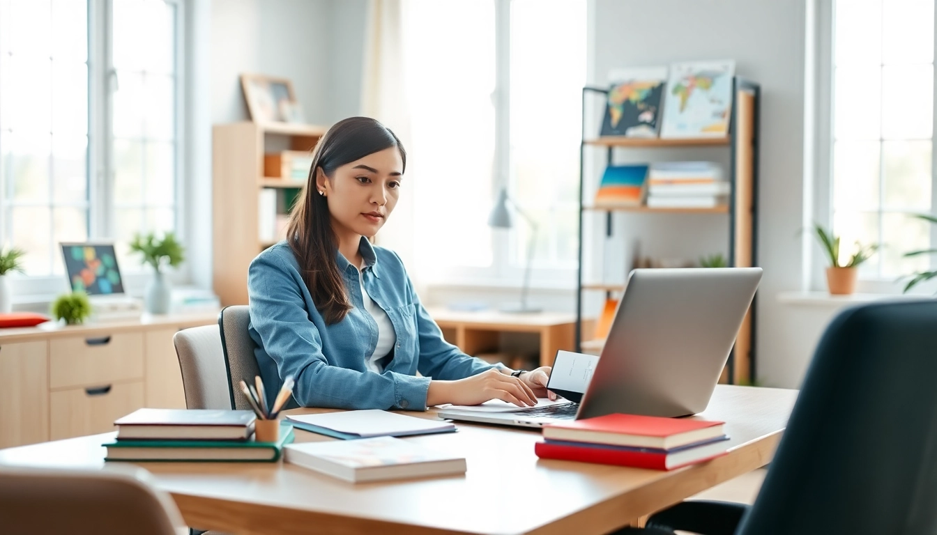 Pay someone to take toefl, student focused in a bright study setting with study materials.